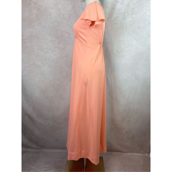 Vintage 1960s 1970s Mod Peach Pinky Maxi Dress Size Small - Picture 4 of 7